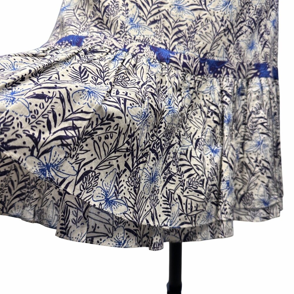 KAREN MILLEN Skirt Blue Floral Tiered Fit & Flare Sz 6 Feminine Butterfly Boho - Picture 7 of 14